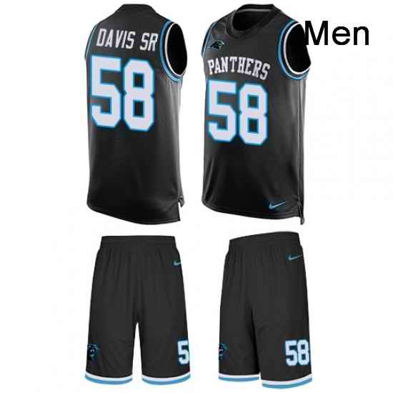 Mens Nike Carolina Panthers 58 Thomas Davis Limited Black Tank Top Suit NFL Jersey